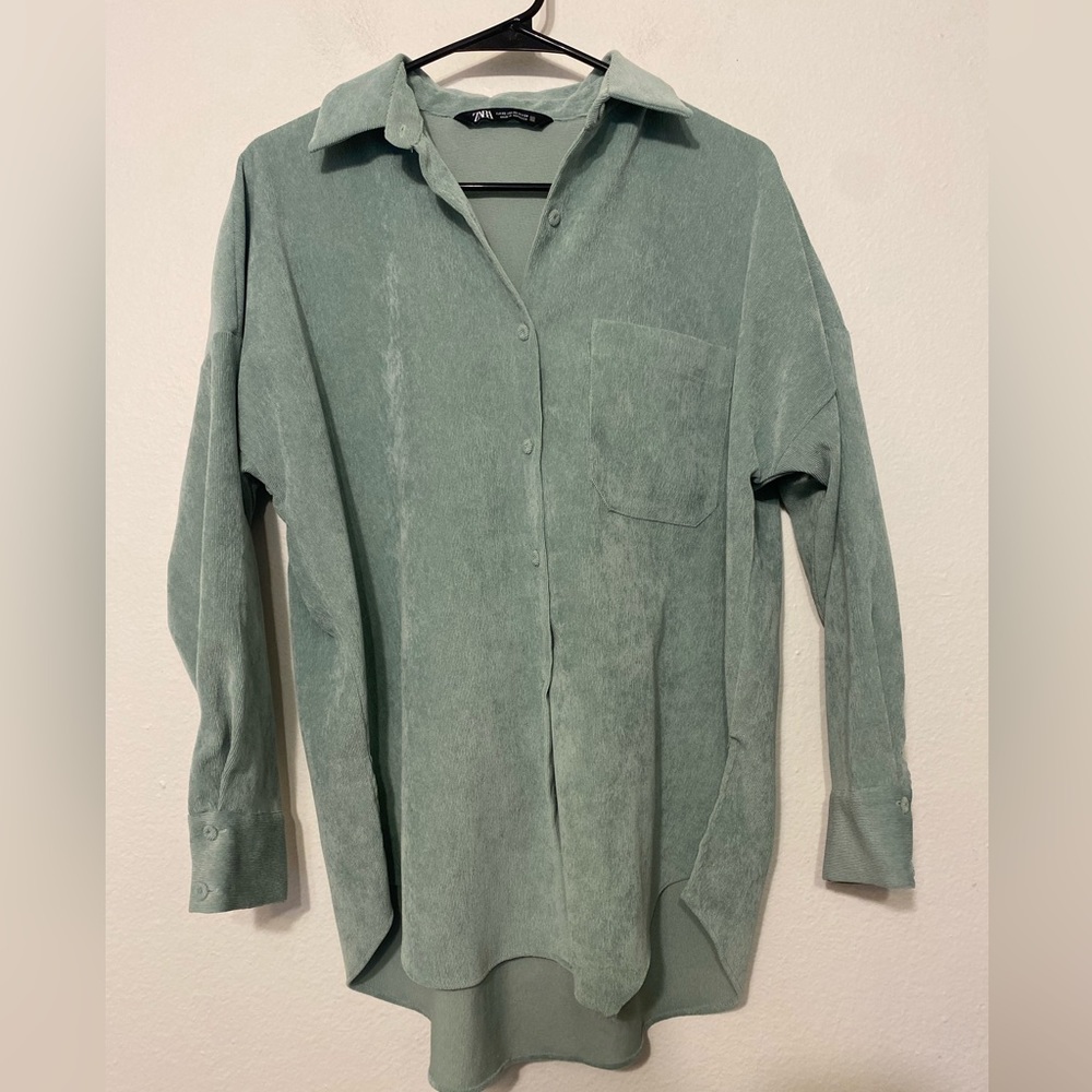 Zara Line Button Fine-Waled Corduroy Shirt SIZE XSmall